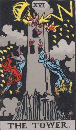 The Tower: Rider-Waite-Smith tarot illustration